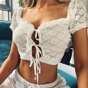 Tiger Mist White Lace Alexis Top